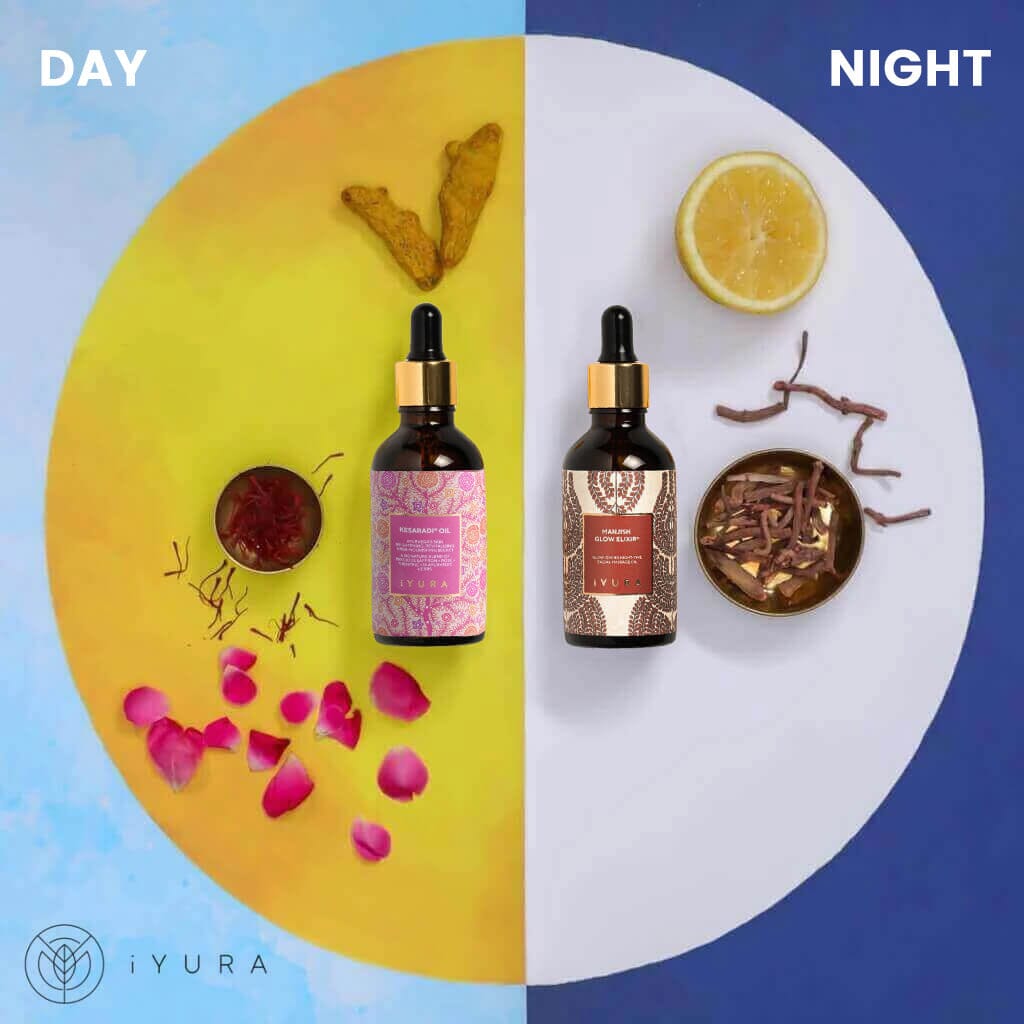 Duo de Óleos Faciais para o Dia e a Noite - O Melhor Hidratante para uma Pele Saudável - Conjunto Ayurvédico de Produtos Naturais para a Pele