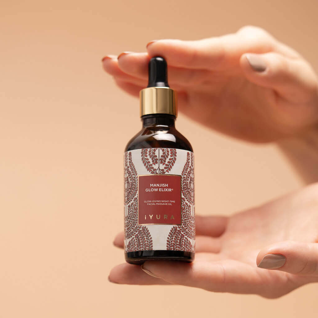 Manjish Glow Elixir Noturno - Óleo Facial Ayurvédico para Uso Noturno - Hidratante Natural para uma Pele Saudável