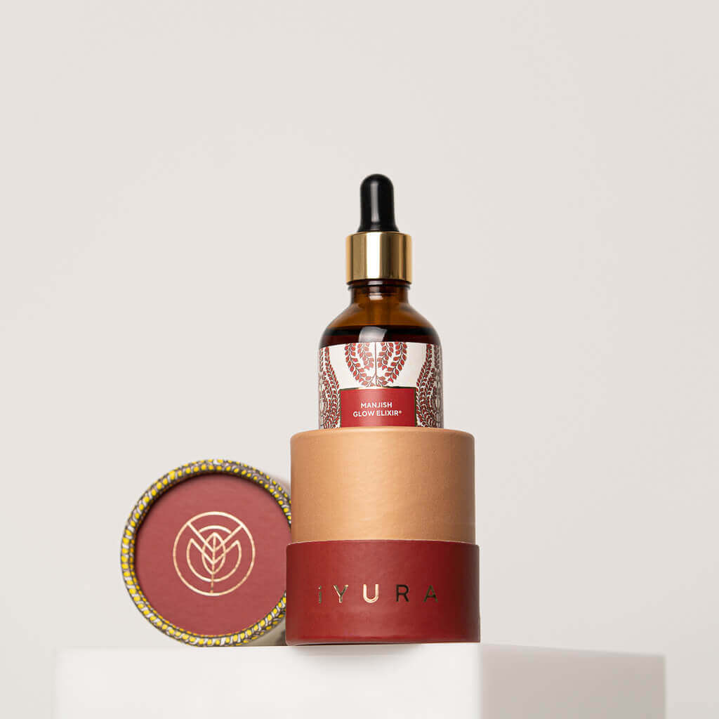 Manjish Glow Elixir Noturno  - Óleo Facial Noturno Ayurvédico - Hidratante Natural Para Uma Pele Saudável (Manjish Glow Elixir)