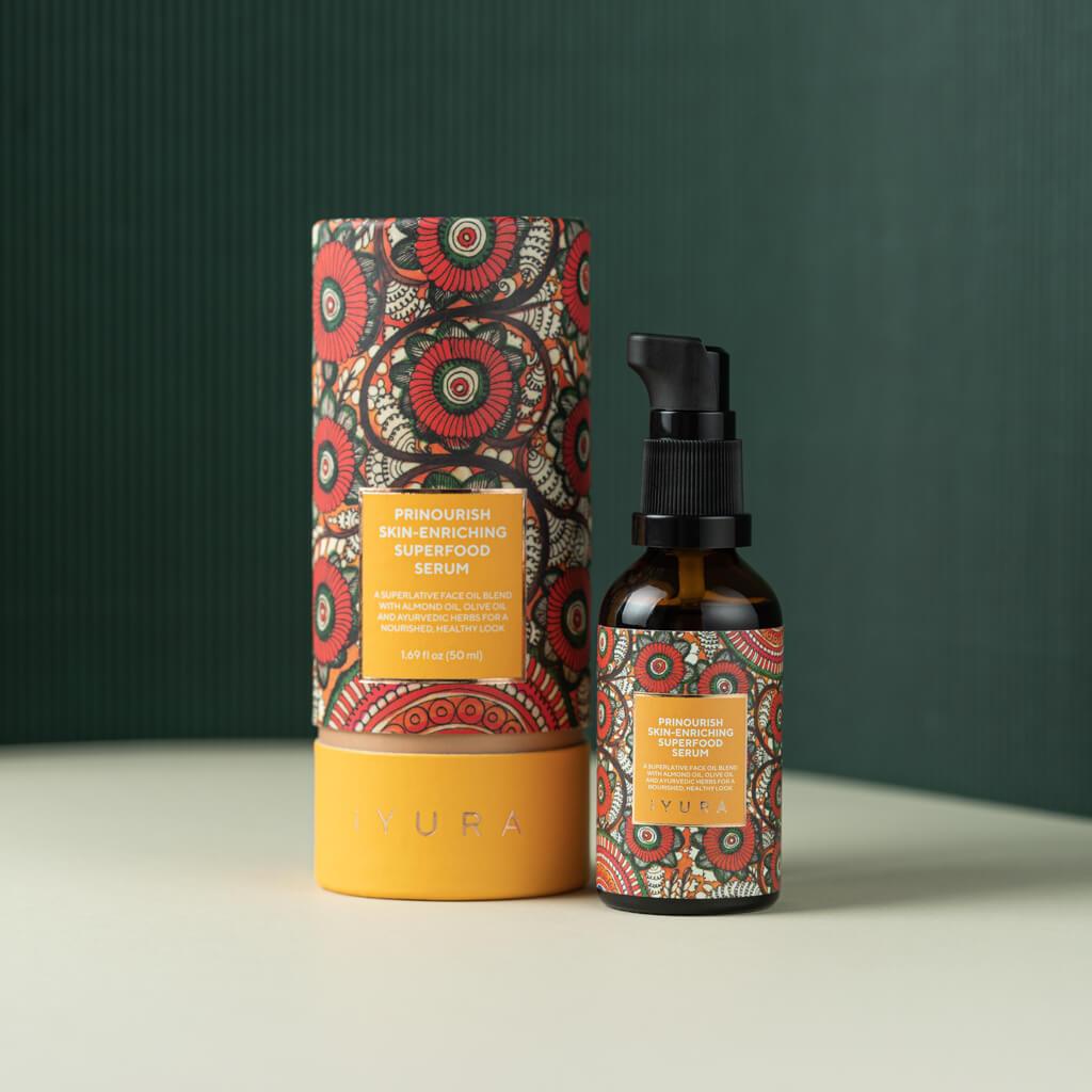 Prinourish Sérum Super Nutritivo para a Pele - Com Óleo de Amêndoa, Azeite, Açafrão, Manga e Outras Ervas Ayurvédicas